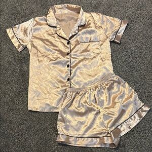 Silky Peach/Light Pink/Gold Pajama Set